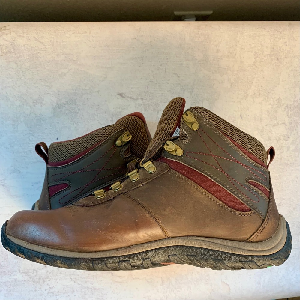 Timberland Norwood Mid Waterproof Hiking Boots Women's 9.5 Brown Leather 9505A - Picture 4 of 10